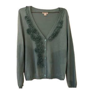 Garnet‎ Hill cardigan sweater silk wool cashmere med luxury very pretty size med